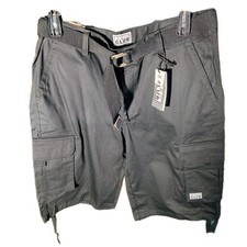 Pro Club Men's Black 100 Cotton Cargo Short Pants with Belt Size 38 RN 100418