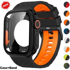 For Apple Watch Series 11 10 9 8 7 6 44 45 46mm Silicone Strap Band Cover Case