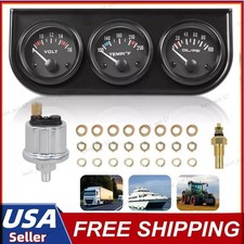 2" 52mm 3-in-1 Auto Car Triple Gauge Set Kit Water Temp Oil Pressure Volt Meter
