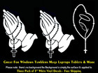 Praying Hands & Mary Rosary Cross Catholic 3 Pack White Vinyl Decals Car Window