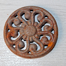 Rosette DOUBLE SIDED Cast Iron 3" X 3" Decorative Craft Project