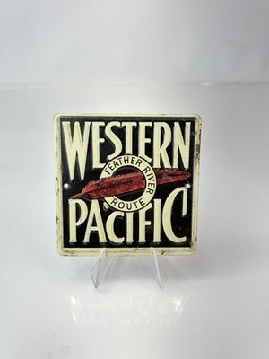 Western Pacific Railroad Post Müsli Blechschild Zug Metall Vintage 50er Jahre