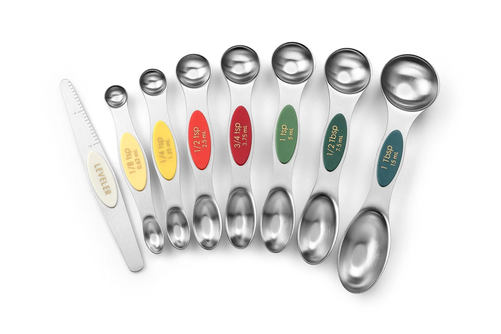 Spring Chef Stainless Steel Magnetic Measuring Spoons Set of 8 with Leveler,