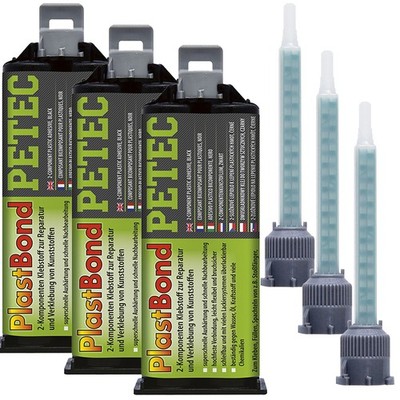 Petec PlastBond Kunststoffreparatur schwarz 3x 50ml 2K Klebstoff schnellhärtend
