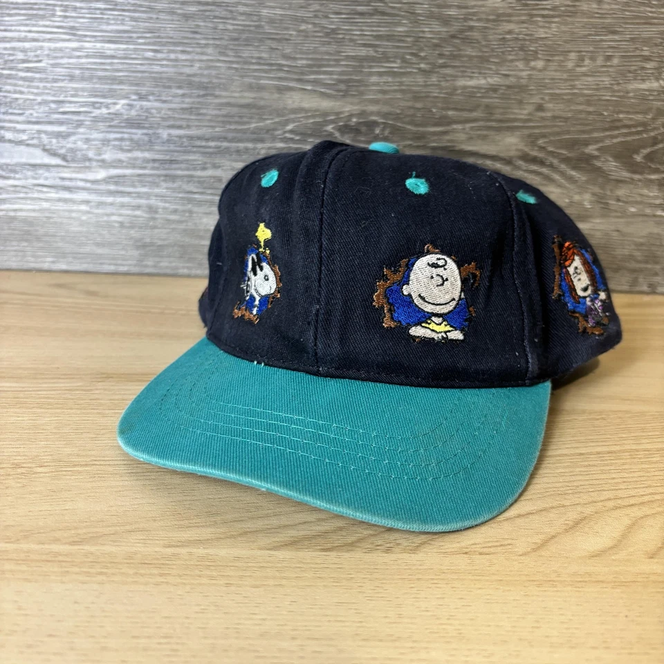De colección Peanuts Snoopy Sombrero Gorra Snap Back Niños Negro Knott's Berry Farm Años 90 Niños Foto 3 de 4