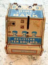 Vintage 1950's No. 5 Dime Register Tin Litho Cash Bank By J. Chein - Working