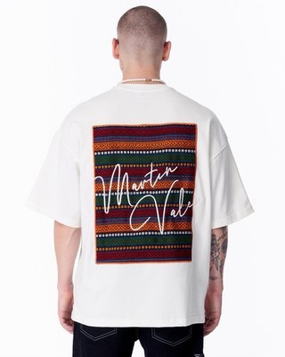 Martin Valen Men's White Graphic Cotton Jersey Short Sleeve T-Shirt Patch