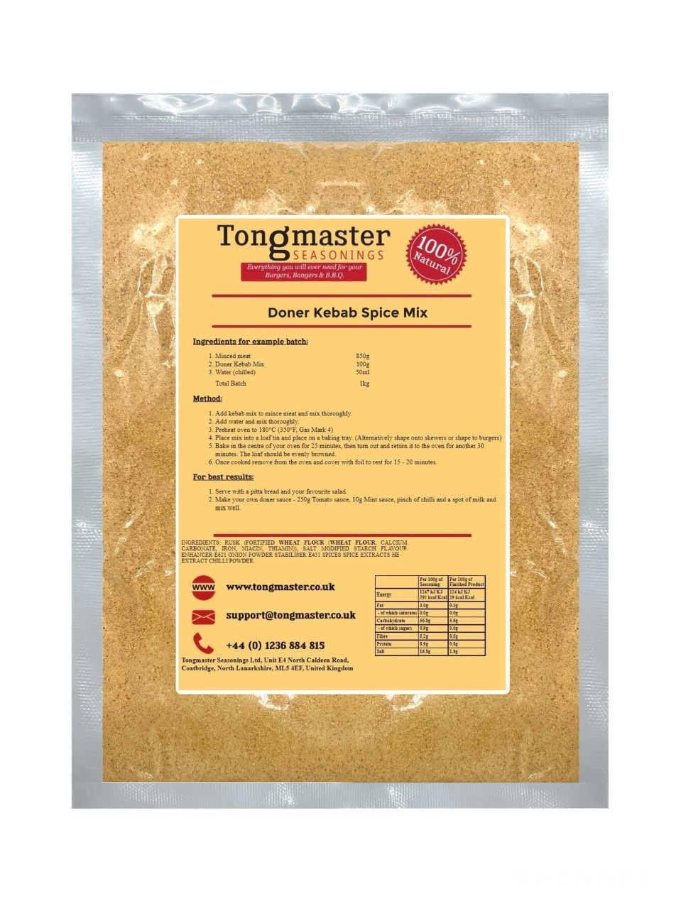 Takeaway Doner Kebab Spice Mix 500g (5kg Batch) with Kebab Chilli Sauce