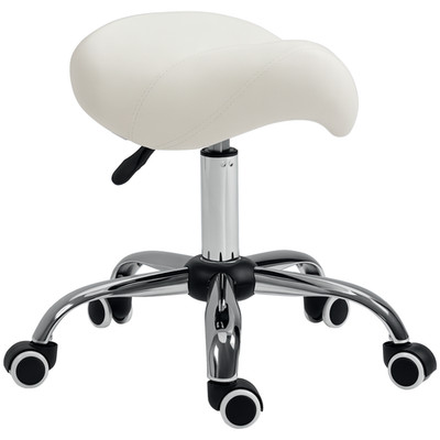 HOMCOM PU Leder Sattelhocker mit geformtem gepolstertem Sitz höhenverstellbar creme
