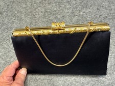 Vintage 50s After Five Clutch Purse Black Velvet  Gold Toned w/ Coin Purse USA