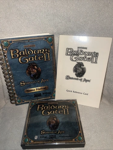 Baldur's Gate II: Shadows of Amn (PC, 2000) w/ Manual & Quick Reference Card