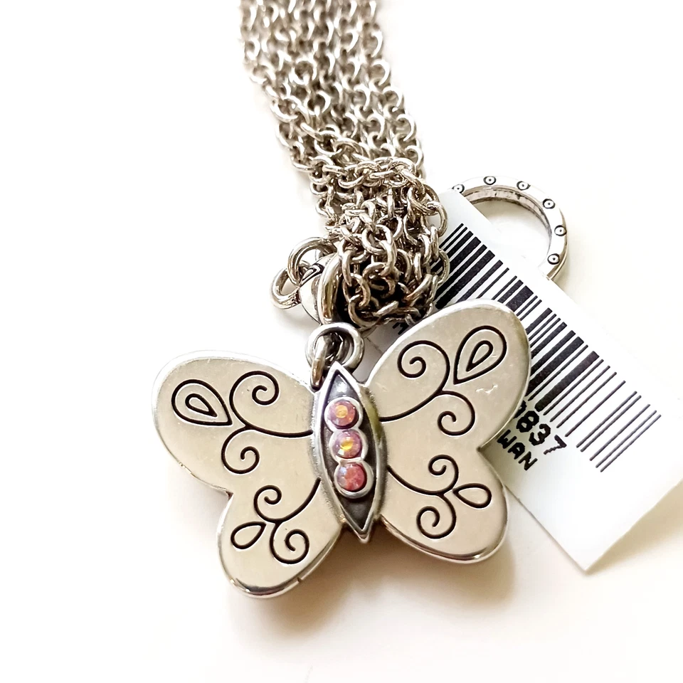 Brazalete Brighton Farfallina Mariposa Cristal Multistrand Placa Plata LEER 7" Foto 3 de 4