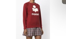 Isabel Marant Toile Milly Sweatshirt Womens 38 Red White Graphic Logo Athlesiure