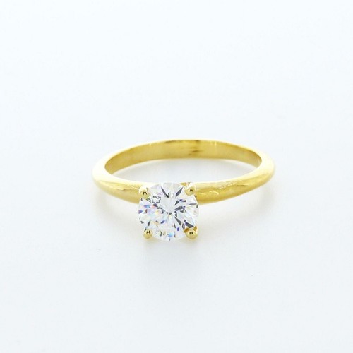 1.3CT Lab-Created Diamond E/VVS1 Round Cut 14K Gold Prong Classic Solitaire Ring - Picture 1 of 5