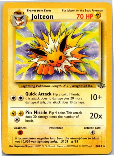 Jolteon 20/64 Rare Jungle Pokemon Unlimited HP