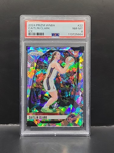 2024 Panini Prizm -WNBA Caitlin Clark #22 Indiana Fever Ice Prizm Rookie - PSA 8