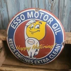 Vintage ESSO Motor Oil Porcelain Metal Gas Pump Plate Sign