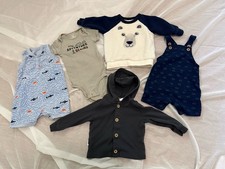 Lot Of 5 Infant Baby Boy Carter s Hoodie Bodysuit Bear Sweater Romper 9 Month
