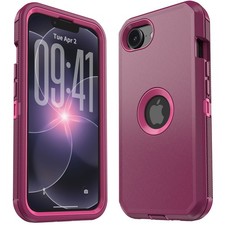 For Apple iPhone 17e Case Heavy Duty Hybrid Rugged 3-Layer Hard Phone Cover Red