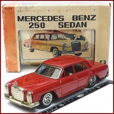 Vintage Bandai Tin Toy Mercedes Benz 250 Red Box Remote Missing Made in Japan