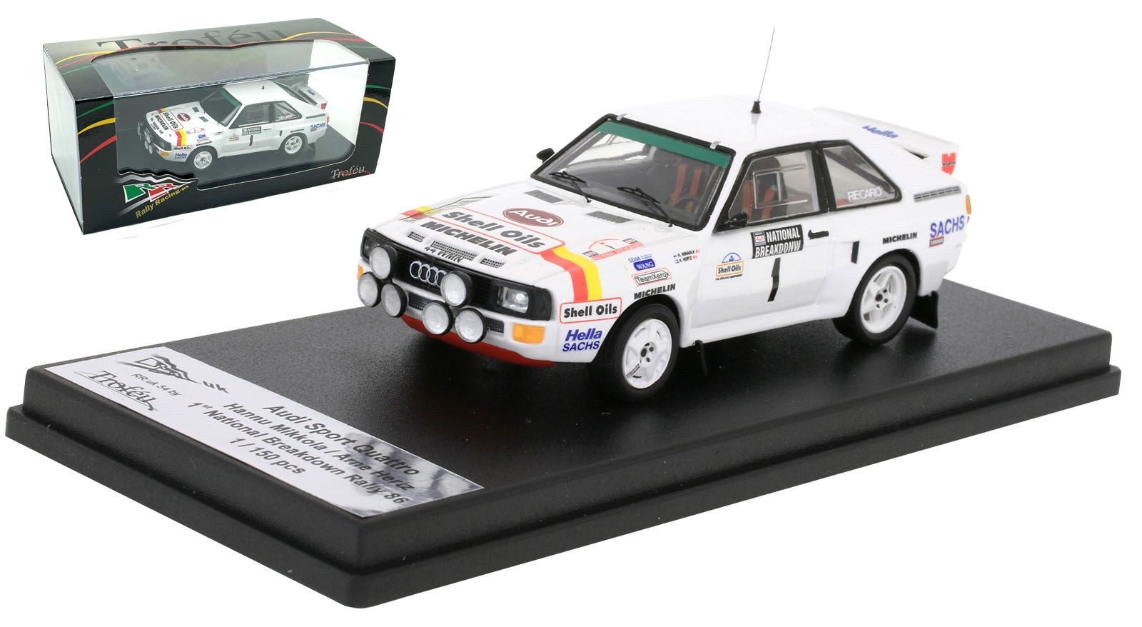 Trofeu RRUK54 Audi Sport Quattro National Breakdown 1986 - H Mikkola 1/43 Scale