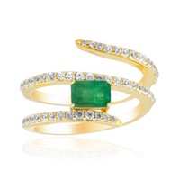 Sambischer Smaragd Goldplattierter Silberring- Echtschmuck
