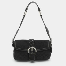 Coach Black Signature Canvas and Leather Shou...