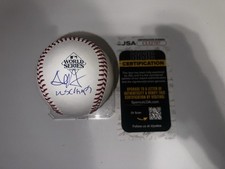 Austin Hedges Signed Official 2023 World Series Baseball Texas Rangers JSA #2