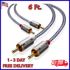 Male to 2RCA Cable Stereo Audio Shielded Amplifiers HDTV Home Theater, Car, 6ft