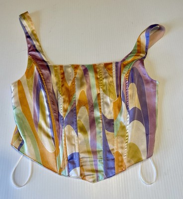 By Water Bluer Sky Pastel Satin Festival Corset Bustier Size Medium