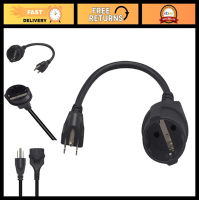 3-Prong NEMA 5-15P to Euro CEE 7/7 Power Cord Adapter, 16AWG, 1ft, US to EU Plug