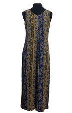 Vintage Natural Print Cotton Rayon Sleeveless Maxi Dress  4035