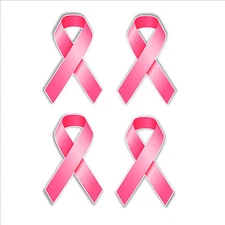 4 x pink breast cancer awareness ribbon car bumper stickers vinyl 30 x 50 mm ea