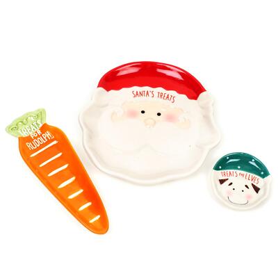 Weihnachten Eve Behandeln Teller für Santa, Rudolph Und Elfen - Set Mit 3
