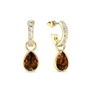 Authentic Petite Teardrop Light Amber Crystals Drop Earrings Gold Plated
