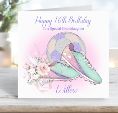 Personalised Girls Football Birthday Card Daughter Grandaughter - Foto 3