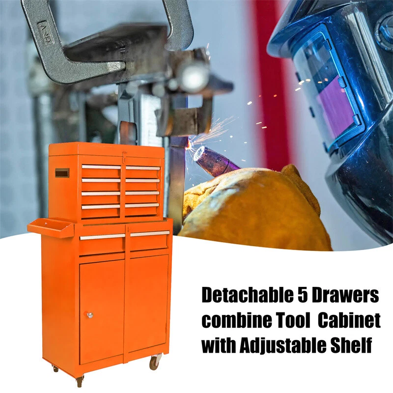 5-Drawer Tool Chest Tool Box Organizer Cabinet Wheels Liners Professional repair - Image 3 of 4