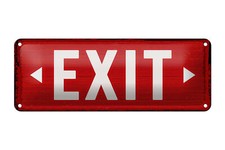 Targa in latta nota 27x10 cm uscita freccia sinistra e destra insegna decorativa rossa