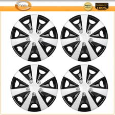 Set of 4 X Rim 15 Inch Wheel Hub Caps Black & Silver Wheel Cover Wheel Trim Kit