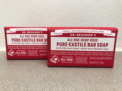 Dr. Bronner's OBRO05 Organic Rose Scent Pure-Castile Bar Soap 5 oz 2-Pack