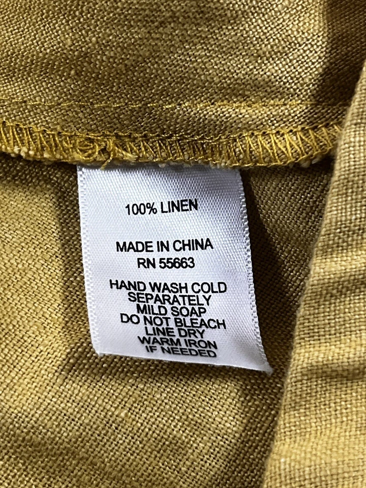 Sigrid Olsen Jacket Size Large Yellow 100% Linen Hooded Pearl Buttons Lagenlook - Image 4 of 4