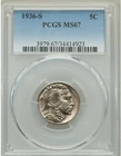 1936-S Buffalo Nickel PCGS MS67 Beautiful Coin