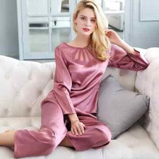 2 Pcs/set Women's 100 Mulberry Silk Pajamas Set Ladies Sleepwear Nightwear Set