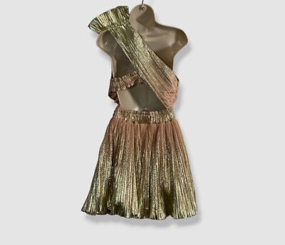 $2100 Raisa Vanessa Womens Gold Metallic One-Shoulder Cutout Dress Size  FR40/US8 | eBay