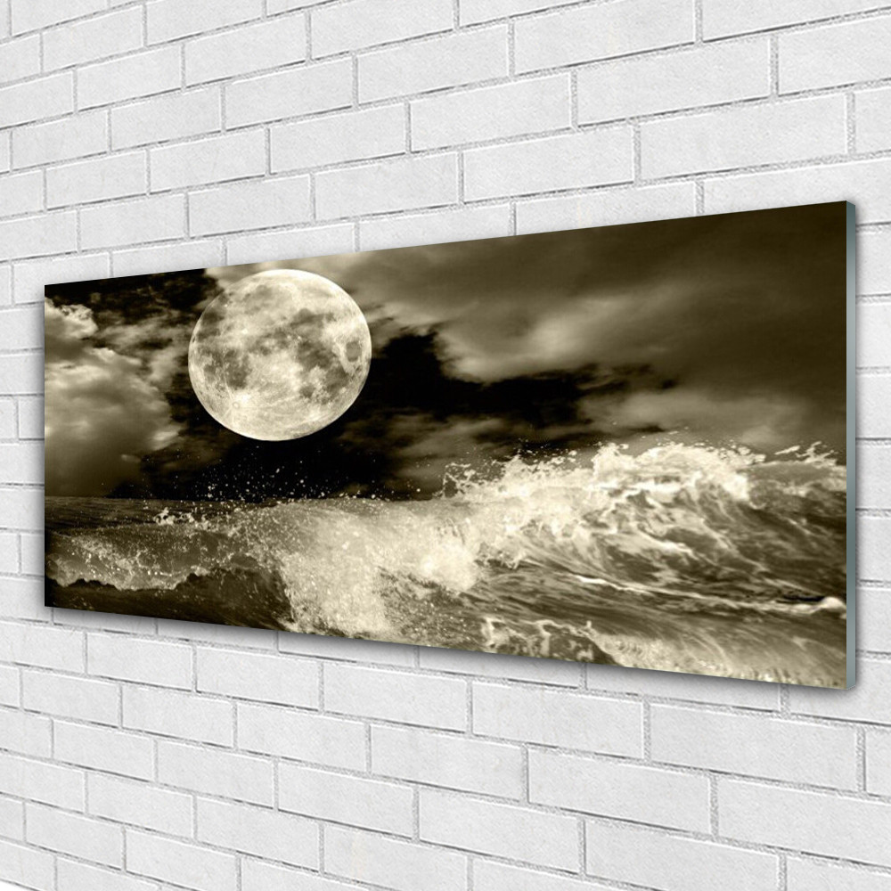 Impression sous verre Nuit Lune 125x50 tableau mural decoratif panoramique