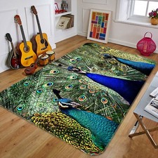 3D Peacocks Spreading Tails S077 Animal Non Slip Rug Mat Elegant Photo Carpet Su