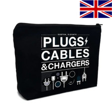 Plugs, Cables and Chargers Storage Bag Multipurpose Travel Organiser Black UK