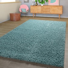 Tapis Moderne Poils Longs Shaggy Unicolore Épais Tissé Qualité Pastel Turquoise