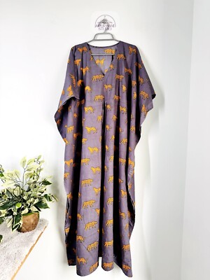 Tiger Print !! Indian Handmade Kaftan Dress Long Top Caftan, Dress Beach  Cover | eBay