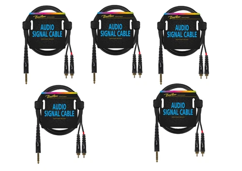 Audiokabel 6m 2x RCA 6.3mm Stereoklinke AC-272-600 Schwarz 5 Stück Stereo Pro NE